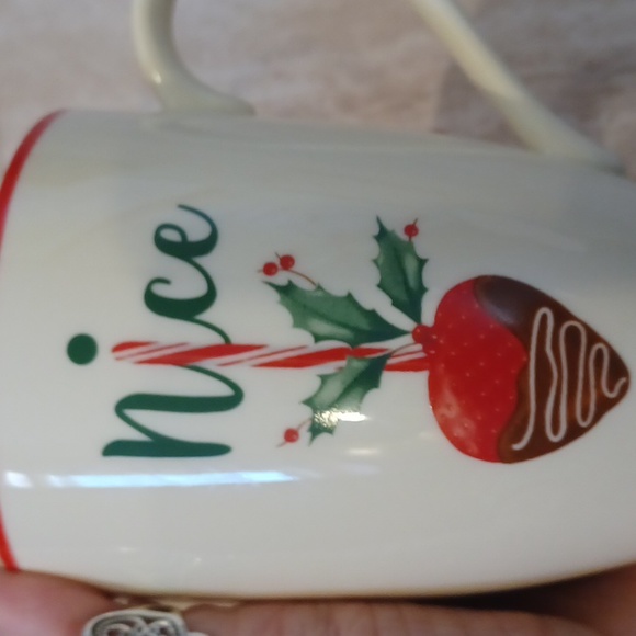 NWOT Lenox Holiday "Nice" Chocolate Covered Strawberry Mug - Picture 3 of 7